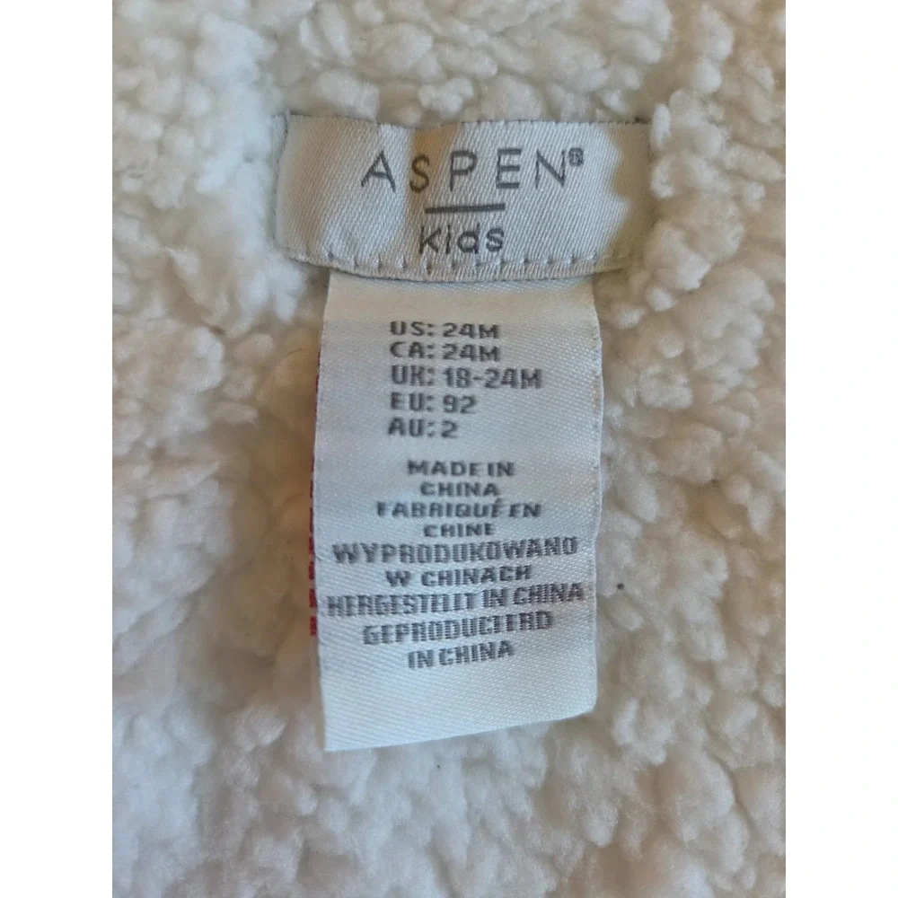 Aspen Kids Pink Floral Corduroy Hooded Vest Girls Sz 24M Sherpa Fleece Bear Ears